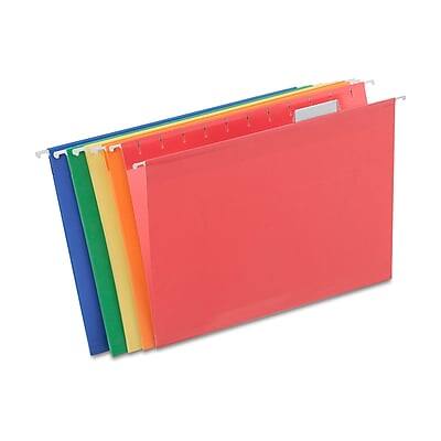 Staples - Reinforced Hanging File Folders, 1/5-Cut Tab, Letter Size, Assorted Colors, 25/Box - Blue/Green/Red/Orange/Yellow Staples - Reinforced Hanging File Folders, 1/5-Cut Tab, Letter Size, Assorted Colors, 25/Box - Blue/Green/Red/Orange/Yellow