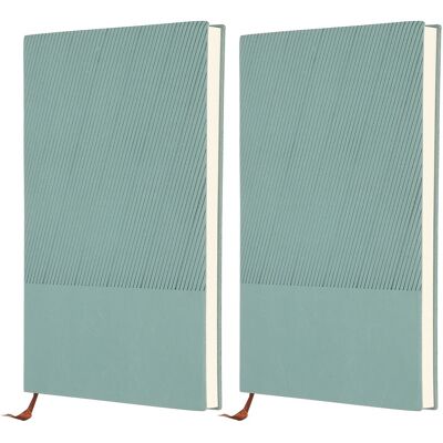 Unique Bargains - 2pcs Lined Journal Notebook 8.3x5.7", A5 98 Pages 80GSM Soft PU Leather Ribbed Daily Journal for Office - Nordic Blue Unique Bargains - 2pcs Lined Journal Notebook 8.3x5.7", A5 98 Pages 80GSM Soft PU Leather Ribbed Daily Journal for Office - Nordic Blue