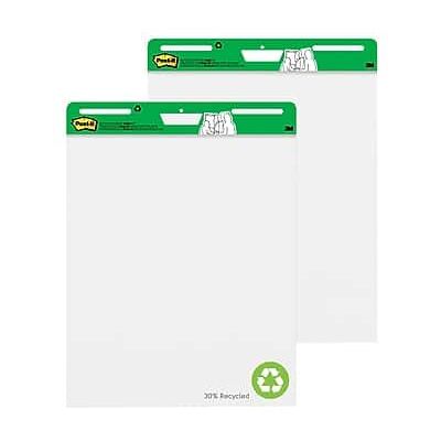Post-it - Recycled Super Sticky Wall Easel Pad, 25" x 30", 30 Sheets/Pad, 2 Pads/Pack - White Post-it - Recycled Super Sticky Wall Easel Pad, 25" x 30", 30 Sheets/Pad, 2 Pads/Pack - White