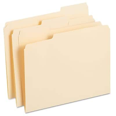 Staples - 30% Recycled Reinforced File Folders,1/3-Cut Tab, Letter Size, 250/Box - Manila Staples - 30% Recycled Reinforced File Folders,1/3-Cut Tab, Letter Size, 250/Box - Manila