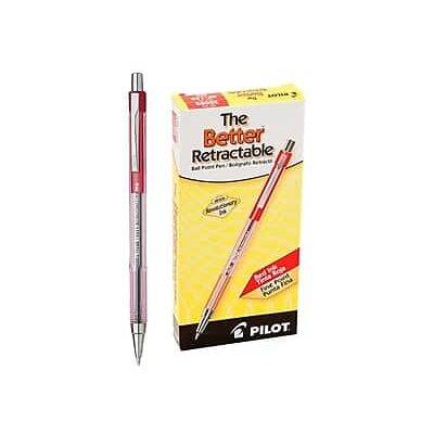 Pilot - Better Retractable Ballpoint Pens, Fine Point, Dozen - Red Ink Pilot - Better Retractable Ballpoint Pens, Fine Point, Dozen - Red Ink