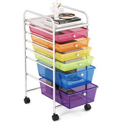 Costway - 6 Drawer Rolling Storage Cart Scrapbook Paper Office School Organizer - Multicolor Costway - 6 Drawer Rolling Storage Cart Scrapbook Paper Office School Organizer - Multicolor