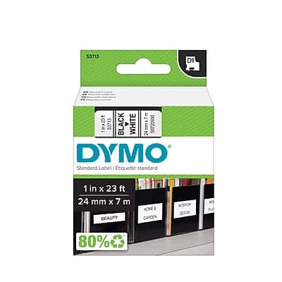 Dymo - D1 Standard 53713 Label Maker Tape, 1" x 23' - Black On White Dymo - D1 Standard 53713 Label Maker Tape, 1" x 23' - Black On White