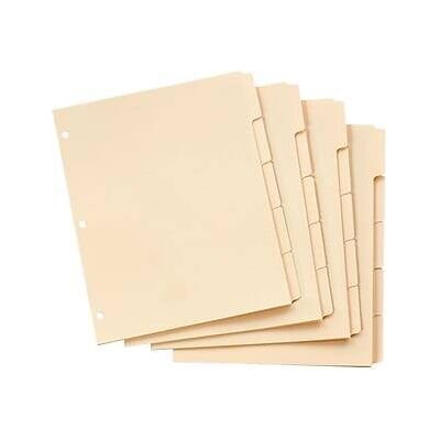 Oxford - Write-On Paper 5 Tab Dividers, 20 Sets/Box - Manila Oxford - Write-On Paper 5 Tab Dividers, 20 Sets/Box - Manila