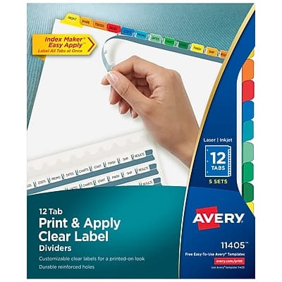 Avery - Index Maker Paper Dividers with Print & Apply Label Sheets, 12 Tabs, 5 Sets/Pack - Multicolor Avery - Index Maker Paper Dividers with Print & Apply Label Sheets, 12 Tabs, 5 Sets/Pack - Multicolor