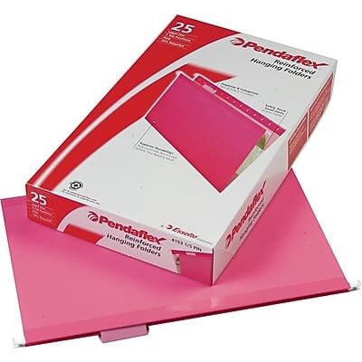 Pendaflex - 10 Heavy Duty Reinforced Hanging File Folder, 1/5-Tab, Legal, 25/Box - Pink Pendaflex - 10 Heavy Duty Reinforced Hanging File Folder, 1/5-Tab, Legal, 25/Box - Pink