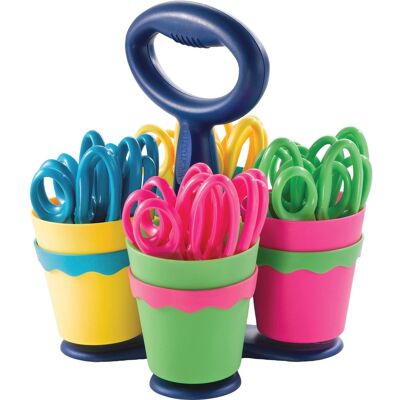 Westcott - Teachers Scissors Caddy with 24 pieces of 14606 Blunt 5" Stainless Steel Blunted Tip 1 Each - Assorted Westcott - Teachers Scissors Caddy with 24 pieces of 14606 Blunt 5" Stainless Steel Blunted Tip 1 Each - Assorted