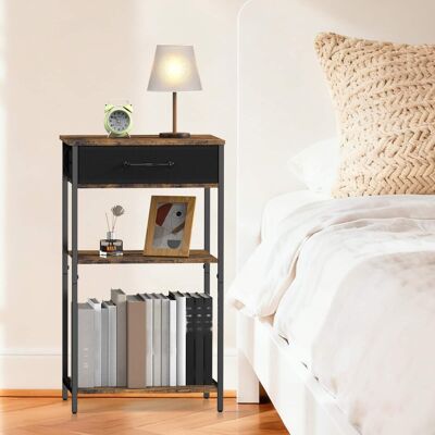 Oumilen - 3-Tier Rustic Printer Stand with Fabric Drawer - Brown Oumilen - 3-Tier Rustic Printer Stand with Fabric Drawer - Brown