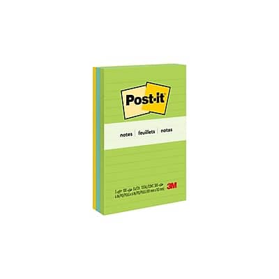 Post-it - Notes, 4" x 6", Floral Fantasy Collection, Lined, 100 Sheet/Pad, 3 Pads/Pack - Limeade, Citron, Blue Paradise Post-it - Notes, 4" x 6", Floral Fantasy Collection, Lined, 100 Sheet/Pad, 3 Pads/Pack - Limeade, Citron, Blue Paradise