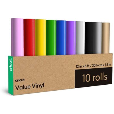 Cricut - Value 12 in x 5 ft Rainbow Vinyl Rolls - 10 Count Cricut - Value 12 in x 5 ft Rainbow Vinyl Rolls - 10 Count