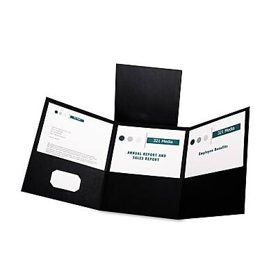 Oxford - Tri-Fold Folder with 3 Pockets, Holds 150 Letter-Size Sheets, 20/Box - Black Oxford - Tri-Fold Folder with 3 Pockets, Holds 150 Letter-Size Sheets, 20/Box - Black