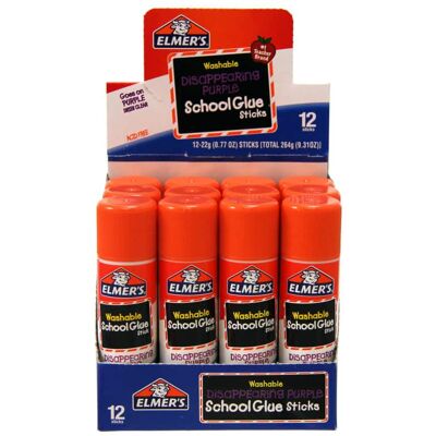 Elmer's - Elmer s Washable School Glue Stick Disappearing Purple 0.77 oz Pack of 12 Elmer's - Elmer s Washable School Glue Stick Disappearing Purple 0.77 oz Pack of 12