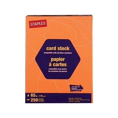 Staples - Brights 65 lb. Cardstock Paper, 8.5" x 11", 250 Sheets/Pack - Bright Orange Staples - Brights 65 lb. Cardstock Paper, 8.5" x 11", 250 Sheets/Pack - Bright Orange
