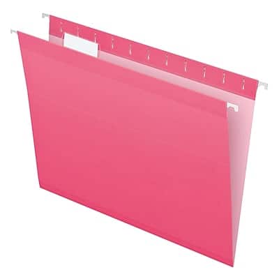Pendaflex - Reinforced Hanging File Folders, 1/5 Tab, Letter Size, 25/Box - Pink Pendaflex - Reinforced Hanging File Folders, 1/5 Tab, Letter Size, 25/Box - Pink