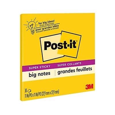 Post-it - Super Sticky Notes, Big Note, 30 Sheet/Pad - Bright Yellow Post-it - Super Sticky Notes, Big Note, 30 Sheet/Pad - Bright Yellow