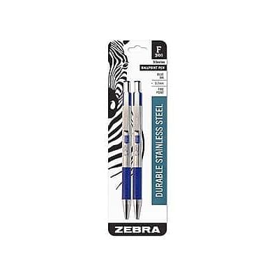 Zebra - F-301 Retractable Ballpoint Pen, Fine Point, 0.7mm, 2 Pack - Blue Ink Zebra - F-301 Retractable Ballpoint Pen, Fine Point, 0.7mm, 2 Pack - Blue Ink