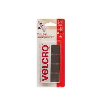 Velcro - Brand 7/8" x 7/8" Sticky Back Hook & Loop Fastener Mounting Squares, 12/Pack - Black Velcro - Brand 7/8" x 7/8" Sticky Back Hook & Loop Fastener Mounting Squares, 12/Pack - Black