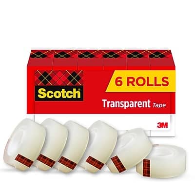 Scotch - Tape Refill, 0.75" x 36 yds., 1" Core, 6 Rolls/Pack - Transparent Clear Scotch - Tape Refill, 0.75" x 36 yds., 1" Core, 6 Rolls/Pack - Transparent Clear