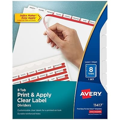 Avery - Index Maker Paper Dividers with Print & Apply Label Sheets, 8 Tabs - White Avery - Index Maker Paper Dividers with Print & Apply Label Sheets, 8 Tabs - White