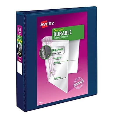 Avery - Durable 1 1/2" 3-Ring View Binders, Slant Ring - Navy Blue Avery - Durable 1 1/2" 3-Ring View Binders, Slant Ring - Navy Blue