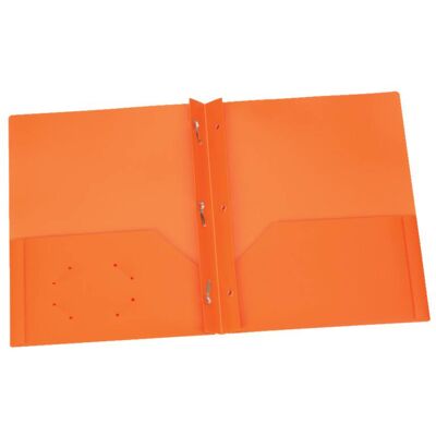 Oxford - Poly Two Pocket Portfolio with Prongs, Orange, Pack of 25 Oxford - Poly Two Pocket Portfolio with Prongs, Orange, Pack of 25