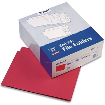 Tops Business Forms - Colored End Tab Folders with Reinforced Double-Ply Straight Cut Tabs, Letter Size, 0.75" Expansion, Red, 100/Box Tops Business Forms - Colored End Tab Folders with Reinforced Double-Ply Straight Cut Tabs, Letter Size, 0.75" Expansion, Red, 100/Box