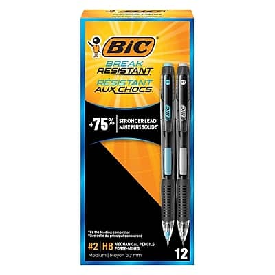 BIC - Break-Resistant Mechanical Pencils, 0.7mm, #2 Medium Lead, 12/Pack - Black BIC - Break-Resistant Mechanical Pencils, 0.7mm, #2 Medium Lead, 12/Pack - Black