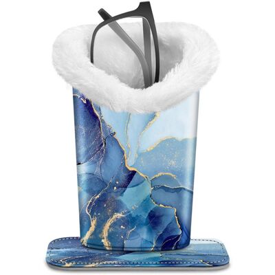 Kitcheniva - PU Leather Plush Lined Eyeglasses Protective Cover Holder Magnetic Stand Desk Organizer - Ocean Marble Kitcheniva - PU Leather Plush Lined Eyeglasses Protective Cover Holder Magnetic Stand Desk Organizer - Ocean Marble