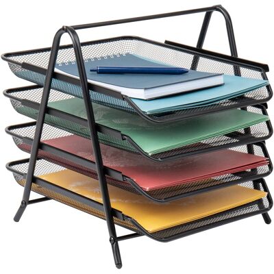 Mind Reader - 4-Tier Paper Tray, Desktop Organizer, File Storage, Workspace, Office, Metal Mesh, 11.75"L x 13.75"W x 12.5"H - Black Mind Reader - 4-Tier Paper Tray, Desktop Organizer, File Storage, Workspace, Office, Metal Mesh, 11.75"L x 13.75"W x 12.5"H - Black