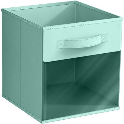 Sorbus - 11 Inch Collapsible Fabric Storage Bin with Clear Window - for Organizing Clothes, Toys, Books, Shelves, Figures - Pastel Teal Sorbus - 11 Inch Collapsible Fabric Storage Bin with Clear Window - for Organizing Clothes, Toys, Books, Shelves, Figures - Pastel Teal