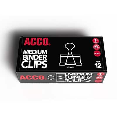 ACCO - Medium Binder Clips, 0.63" Capacity, 12 Clips/Pack - Black ACCO - Medium Binder Clips, 0.63" Capacity, 12 Clips/Pack - Black