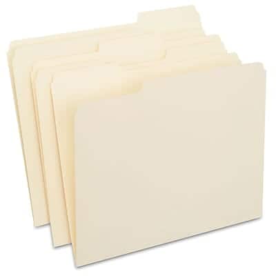 Staples - 30% Recycled File Folders, 1/3-Cut Tab, Letter Size, 250/Box - Manila Staples - 30% Recycled File Folders, 1/3-Cut Tab, Letter Size, 250/Box - Manila