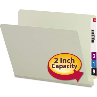 Smead Manufacturing - REMOVE - Extra-Heavy Recycled Pressboard End Tab Folders, Straight Tabs, Letter Size, 2" Expansion, Gray-Green, 25/Box Smead Manufacturing - REMOVE - Extra-Heavy Recycled Pressboard End Tab Folders, Straight Tabs, Letter Size, 2" Expansion, Gray-Green, 25/Box