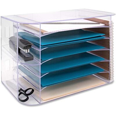 Business Source - 6 tray Jumbo Desk Sorter 3 Pocket 6 Compartment 12.25" x 18.13" x 10" Desktop - Clear Business Source - 6 tray Jumbo Desk Sorter 3 Pocket 6 Compartment 12.25" x 18.13" x 10" Desktop - Clear