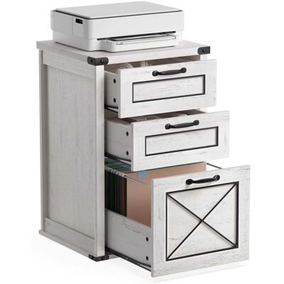 Songmics Home - File Cabinet, Filing Cabinet with 3 Drawers, Printer Stand, Fit A4, Letter Size, Hanging File Folders - Rustic White Songmics Home - File Cabinet, Filing Cabinet with 3 Drawers, Printer Stand, Fit A4, Letter Size, Hanging File Folders - Rustic White