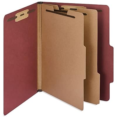 Staples - 60% Recycled Heavy Duty Pressboard Classification Folder, 2-Dividers, 2" Expansion, Letter Size, 10/Box - Red Staples - 60% Recycled Heavy Duty Pressboard Classification Folder, 2-Dividers, 2" Expansion, Letter Size, 10/Box - Red