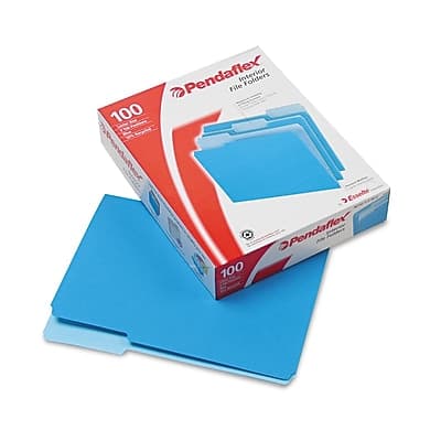 Pendaflex - Recycled File Folder, 1/3-Cut Tab, Letter Size, 100/Box - Blue Pendaflex - Recycled File Folder, 1/3-Cut Tab, Letter Size, 100/Box - Blue