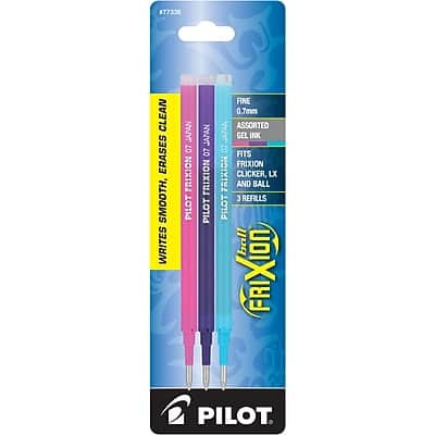 Pilot - FriXion Ball Erasable Gel Pen Ink Refill, Fine Tip, 3/Pack - Pink/Purple/Turquoise Ink Pilot - FriXion Ball Erasable Gel Pen Ink Refill, Fine Tip, 3/Pack - Pink/Purple/Turquoise Ink