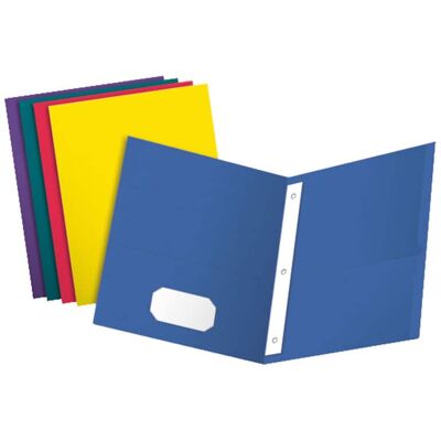 Oxford - Twin Pocket Folders with Fasteners, Letter Size, Assorted Colors, Box of 25 Oxford - Twin Pocket Folders with Fasteners, Letter Size, Assorted Colors, Box of 25