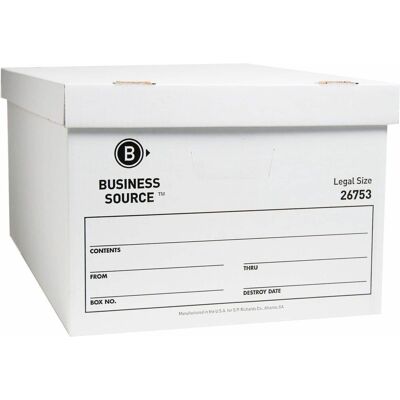 Business Source - Storage Box Legal Closure Stackable Cardboard White For File Recycled 12 / Carton Business Source - Storage Box Legal Closure Stackable Cardboard White For File Recycled 12 / Carton