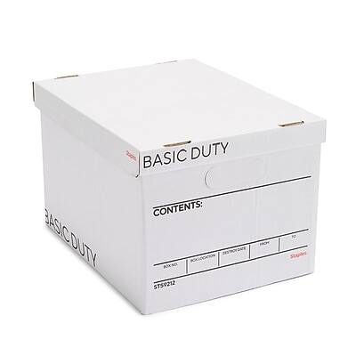 Staples - Corrugated File Box Lift Off Lid, Letter/Legal Size/ 20/Pack - White/Black Staples - Corrugated File Box Lift Off Lid, Letter/Legal Size/ 20/Pack - White/Black