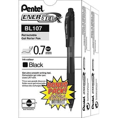 Pentel - EnerGel-X Retractable Roller Gel Pens, Medium Point, 24/Pack - Black Ink Pentel - EnerGel-X Retractable Roller Gel Pens, Medium Point, 24/Pack - Black Ink