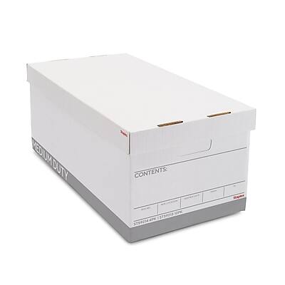 Staples - Medium Duty 50% Recycled Corrugated File Box Lift Off Lid, Letter Size, 4/Carton - White/Gray Staples - Medium Duty 50% Recycled Corrugated File Box Lift Off Lid, Letter Size, 4/Carton - White/Gray