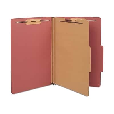 Staples - 30% Recycled Pressboard Classification Folder, 1-Dividers, 1 3/4" Expansion, Legal Size, 10/Box - Red Staples - 30% Recycled Pressboard Classification Folder, 1-Dividers, 1 3/4" Expansion, Legal Size, 10/Box - Red