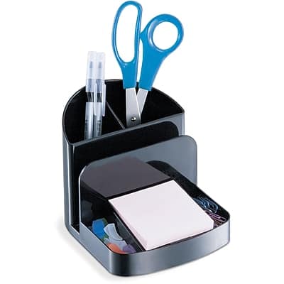 Officemate - 5-Compartment Recycled Plastic Deluxe Desktop Organizer - Black Officemate - 5-Compartment Recycled Plastic Deluxe Desktop Organizer - Black