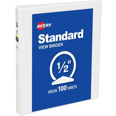 - Avery® Standard View Binder, 0.5" Round Rings, Binder (05706) - White - Avery® Standard View Binder, 0.5" Round Rings, Binder (05706) - White