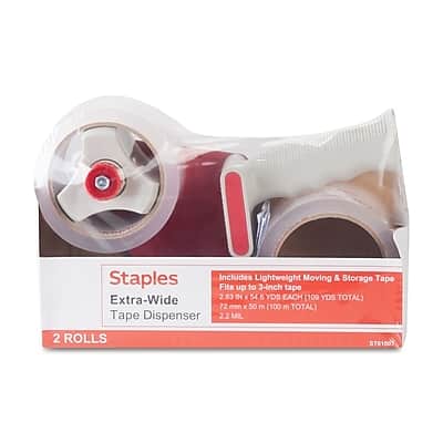 Staples - Extra Wide Packing Tape with Dispenser, 2.83" x 54.6 yds., Clear, 2/Pack - Gray/Silver Staples - Extra Wide Packing Tape with Dispenser, 2.83" x 54.6 yds., Clear, 2/Pack - Gray/Silver