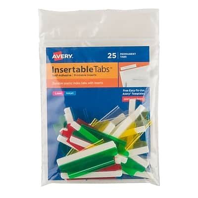 Avery - Self-Adhesive Index Tabs with Printable Inserts, 2" Tabs, 25/Pack - Assorted Avery - Self-Adhesive Index Tabs with Printable Inserts, 2" Tabs, 25/Pack - Assorted