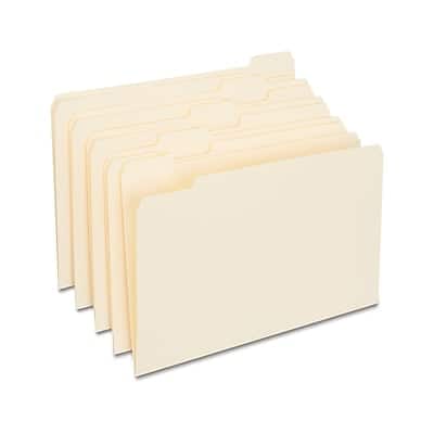 Staples - 30% Recycled File Folder, 1/5 Cut, Legal Size, 100/Box - Manila Staples - 30% Recycled File Folder, 1/5 Cut, Legal Size, 100/Box - Manila