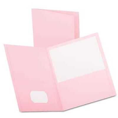 Oxford - Twin-Pocket Folder, Embossed Leather Grain Paper, 25/Box - Pink Oxford - Twin-Pocket Folder, Embossed Leather Grain Paper, 25/Box - Pink